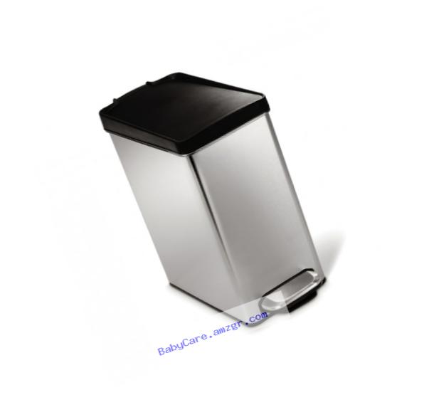 simplehuman Profile Step Trash Can, Stainless Steel, Plastic Lid, 10 L / 2.6 Gal