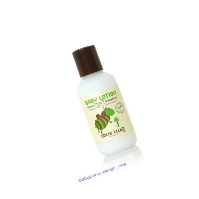 Little Twig All Natural, Hypoallergenic, Extra Mild Organic Baby Lotion for Sensitive Skin, Unscented, 2 Fluid Oz
