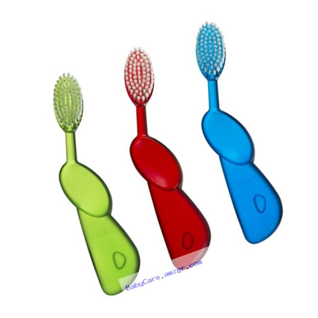RADIUS Original Right Hand Toothbrush, Soft Bristles, Assorted Colors, Colors May Vary (Pack of 3)
