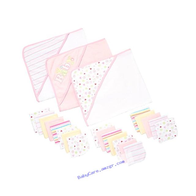Spasilk 23-Piece Essential Baby Bath Gift Set, Pink