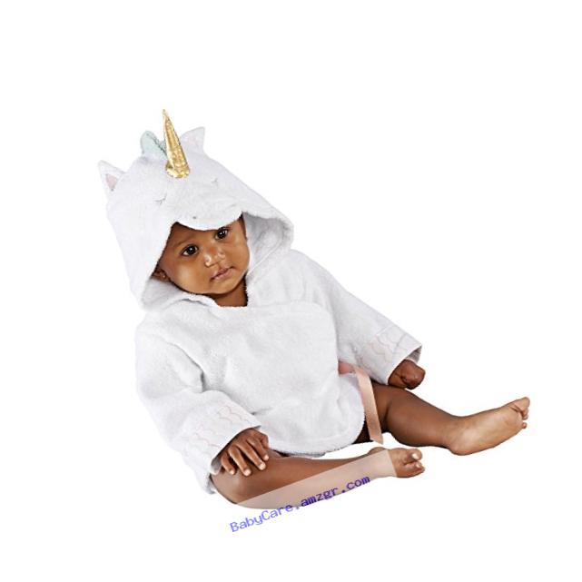 Baby Aspen Simply Enchanted Unicorn Hooded Spa Robe, White/Gold/Topaz/Pink