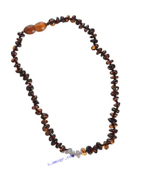 Momma Goose Chip Teething Necklace, Cognac, Small/11-11.5
