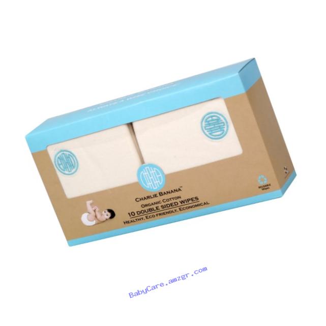 Charlie Banana 10 Reusable Double Sided Wipes, Blue Emb.