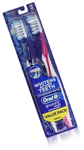 Oral-B 3D White Radiant Whitening Toothbrush 40 Medium 2 Count