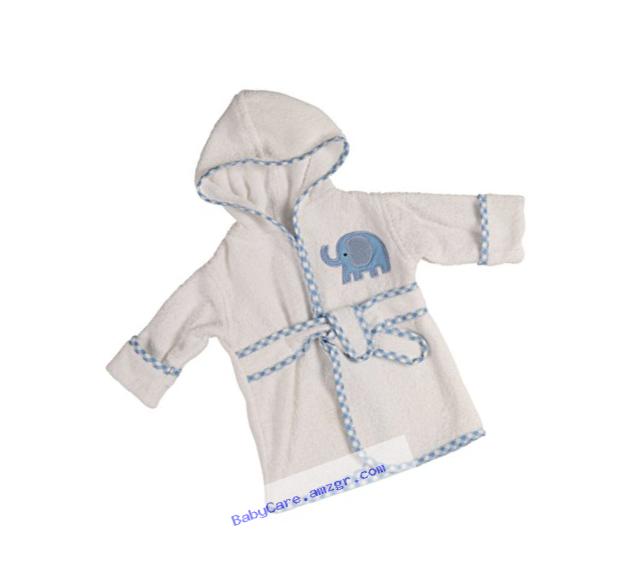 Little Beginnings Infant Plush Terry Bath Robe with Elephant Applique