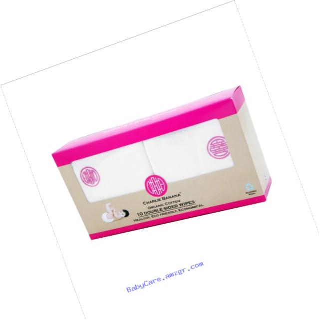 Charlie Banana 10 Reusable Double Sided Wipes, Pink Emb.