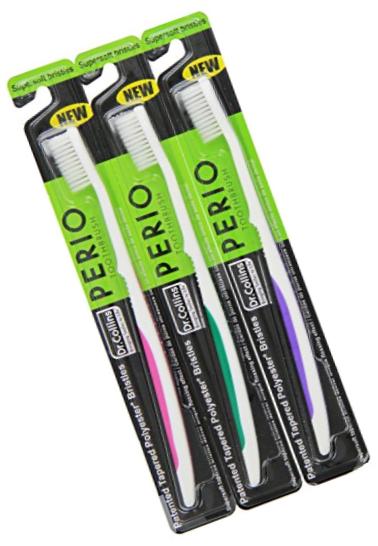 Dr. Collins  Perio Toothbrush,  (colors vary) (Pack of 3)