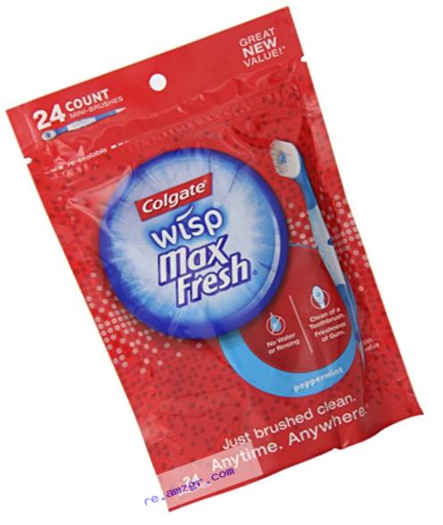 Colgate Max Fresh Wisp Disposable Travel Toothbrush, Peppermint - 24 Count