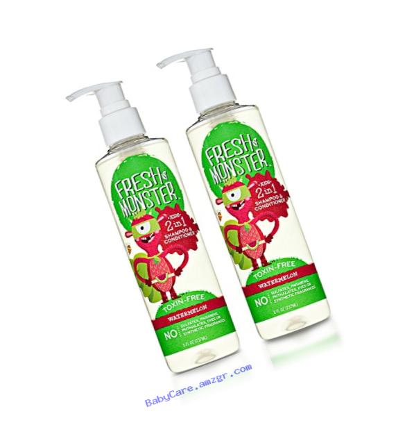 Fresh Monster Toxin-free Hypoallergenic 2-in-1 Kids Shampoo & Conditioner, Watermelon, 2 Count