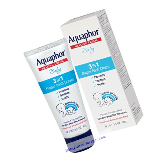 Aquaphor Baby Diaper Rash Cream 3.5 Ounce (Pack of 3)