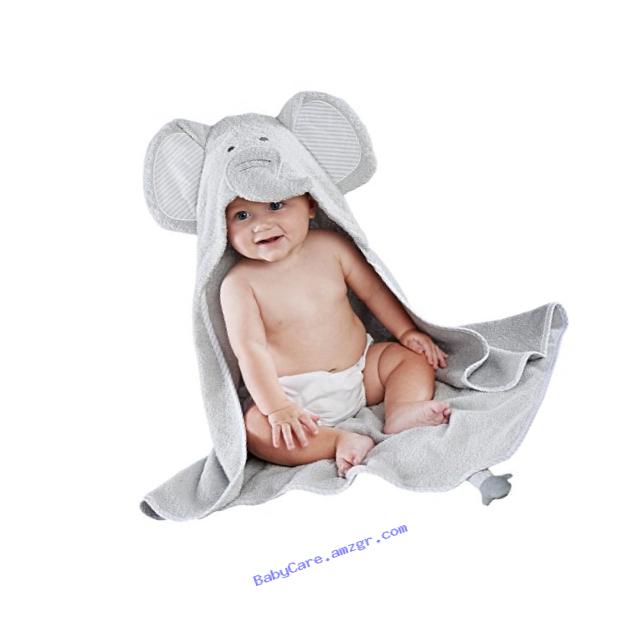 Baby Aspen Little Peanut Elephant Hooded Spa Towel, Grey/White