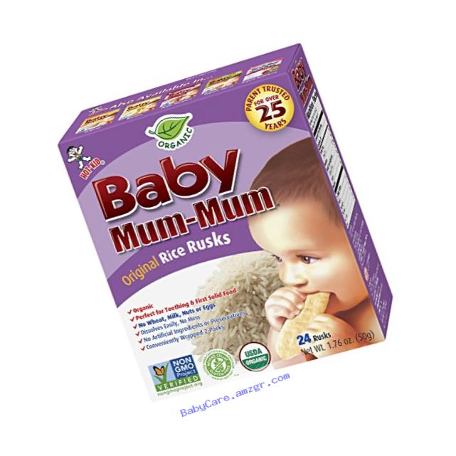 Hot-Kid Baby Mum-Mum Rice Rusks, Organic Original, 24 pieces, (Pack of 6)