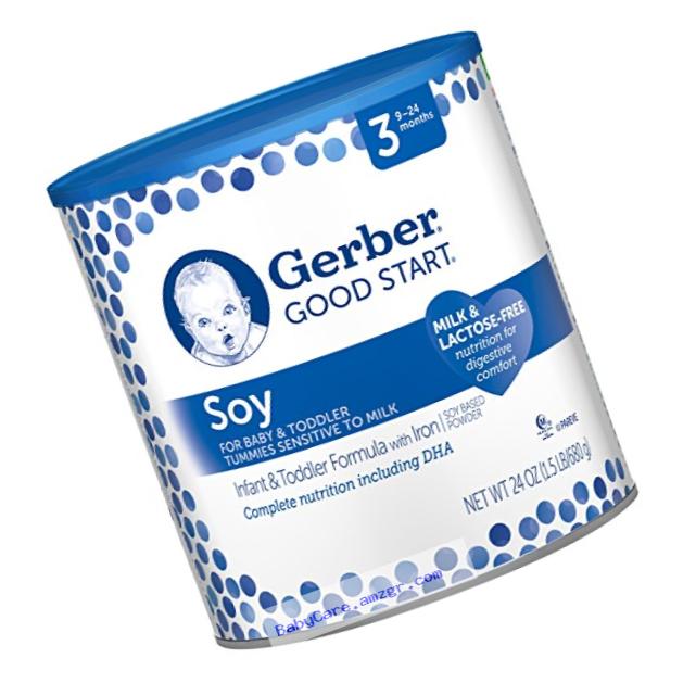 Gerber Good Start Soy Non-GMO Powder Infant and Toddler Formula, Stage 3, 24 oz (Pack of 4)