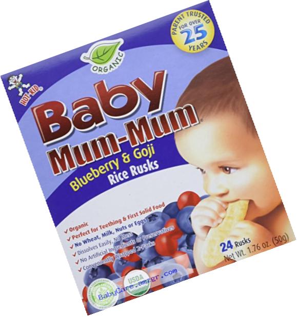 Hot-Kid Baby Mum-Mum Rice Rusks, Blueberry & Goji, 24 pieces, (Pack of 6)
