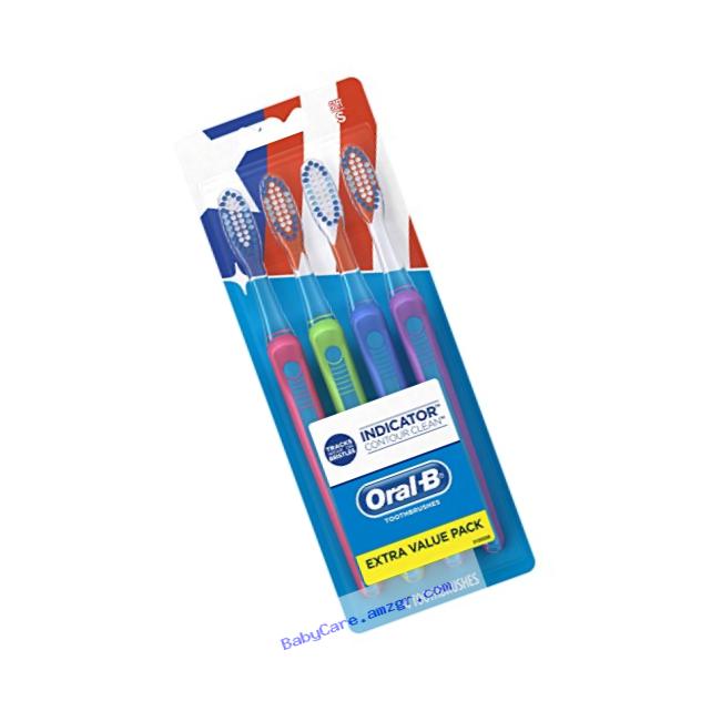 Oral-B 40 Soft Bristles Indicator Contour Clean Toothbrush, 4 Count