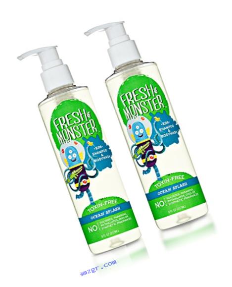 Fresh Monster Toxin-free Hypoallergenic Kids Shampoo & Body Wash, Ocean Splash, 2 Count