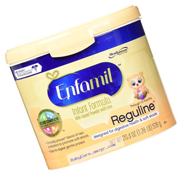 Enfamil Reguline Infant Formula for Soft/Comfortable Stools, Powder, 20.4 Ounce Reusable Tub, 4 Count