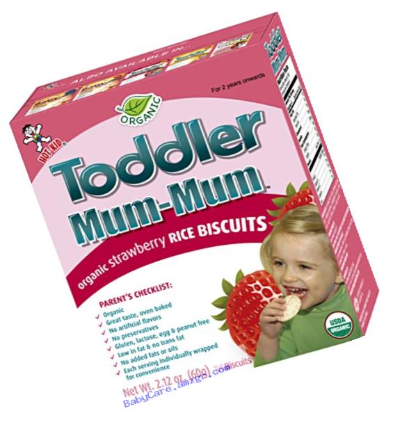 Hot-Kid Toddler Mum-Mum Rice Biscuits, Organic Strawberry, 24-pieces, (Pack of 6)