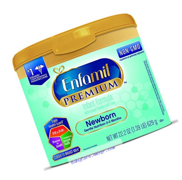 Enfamil Newborn PREMIUM Non-GMO Infant Formula, Powder, 22.2 Ounce Reusable Tub